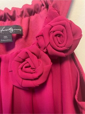 Twenty One by Forever 21 Fuchsia Floral Applique Chiffon Dress M